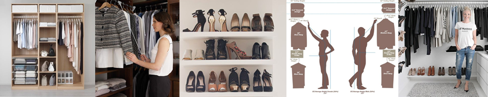 collection de meubles de rangement pour les vêtements et les chaussures